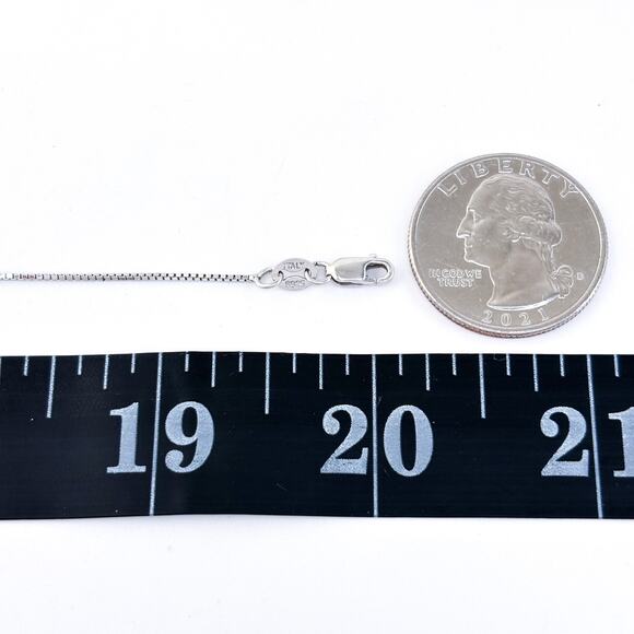 Vintage Italian Sterling Silver 925 | Box Link Chain Necklace | 18"-20" - Picture 2 of 3